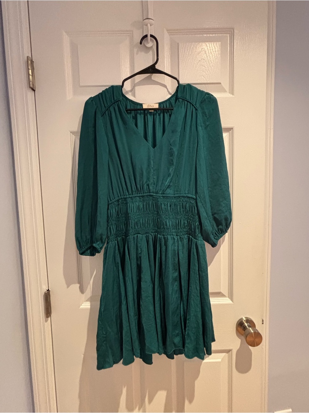 Elan Deep Teal Scoop Neck Mini Dress